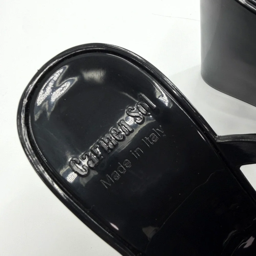 Carmen Sol Tonino Jelly Platform Wedge Sandal in Black Size 8 Vacation Resort - Picture 8 of 12